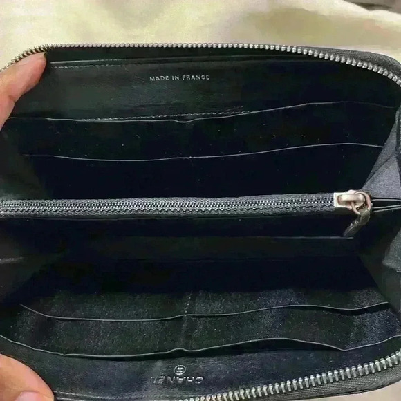 Chanel Black Long Zip Wallet w/ COA - Picture 5 of 13